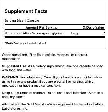 Albion Boron Glycine, 6mg – 60 cápsulas - Imagen 3