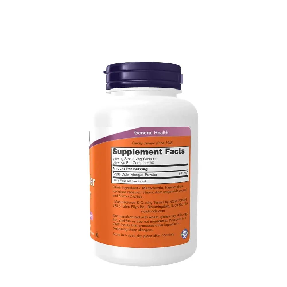 Vinagre de Manzana 450 mg - NOW Foods - 180 Cápsulas Vegetales - Imagen 2