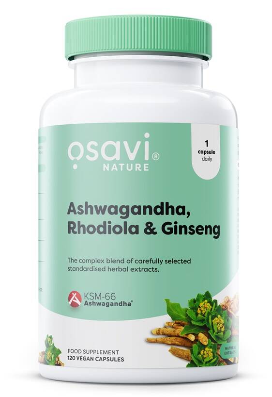 Ashwagandha + Rodiola y ginseng - 120 cápsulas veganas - Nuvalia