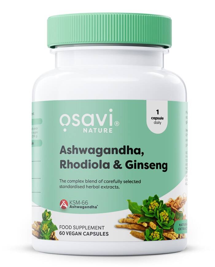Ashwagandha + Rodiola y ginseng - 60 cápsulas veganas - Nuvalia