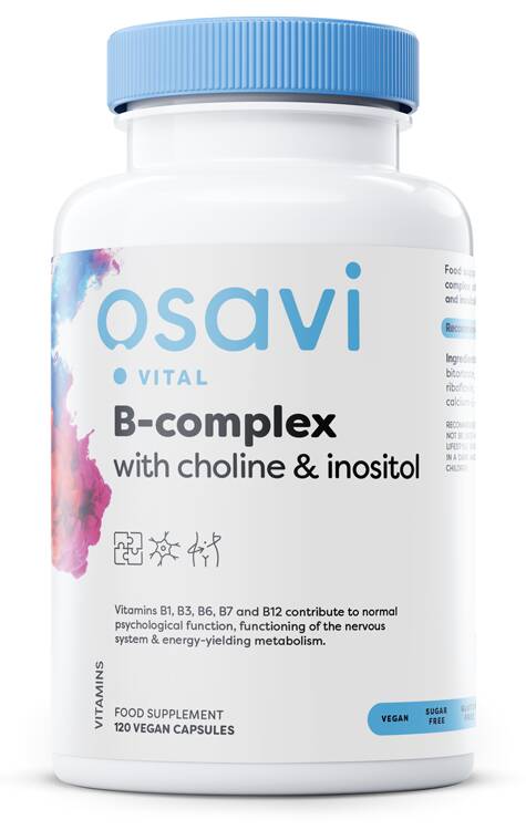 Complejo B con colina e inositol - 120 cápsulas veganas - Nuvalia