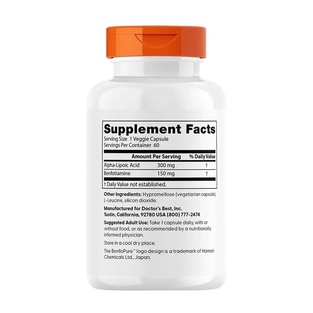 Benfotiamine 150 + Ácido Alfa-Lipoico 300 – 60 cápsulas vegetales - Imagen 2