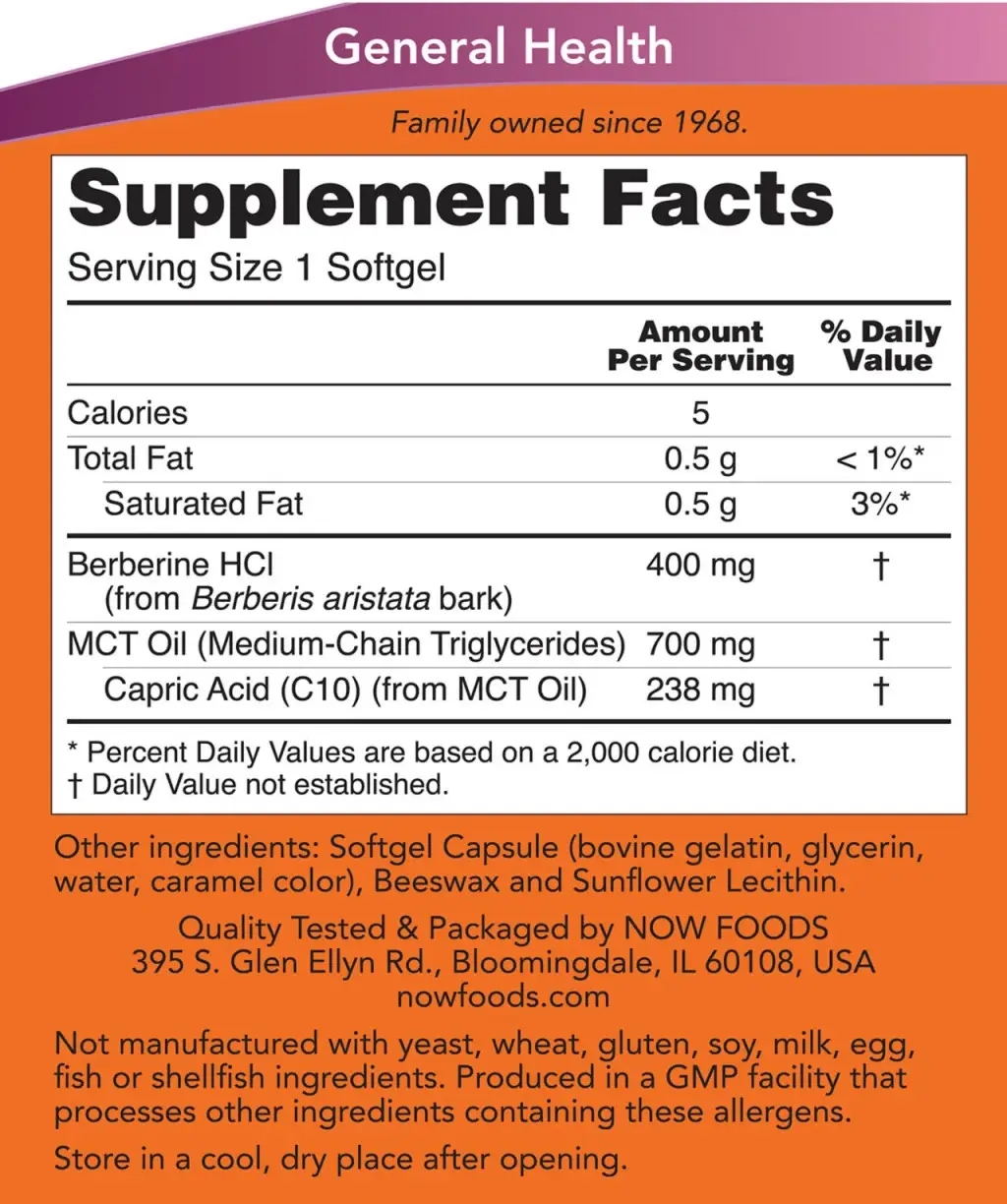 Berberine Glucose* Support - NOW Foods - 90 Cápsulas Blandas - Imagen 2