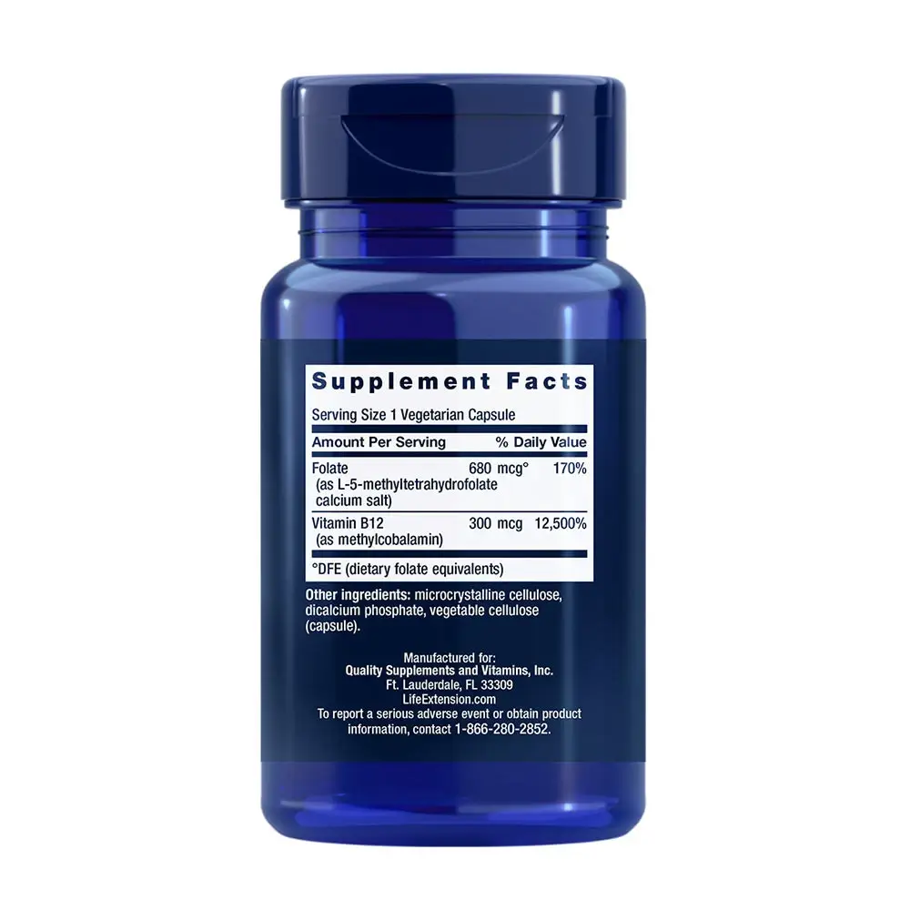 BioActive Folate & Vitamin B12 – 90 cápsulas vegetales - Imagen 2