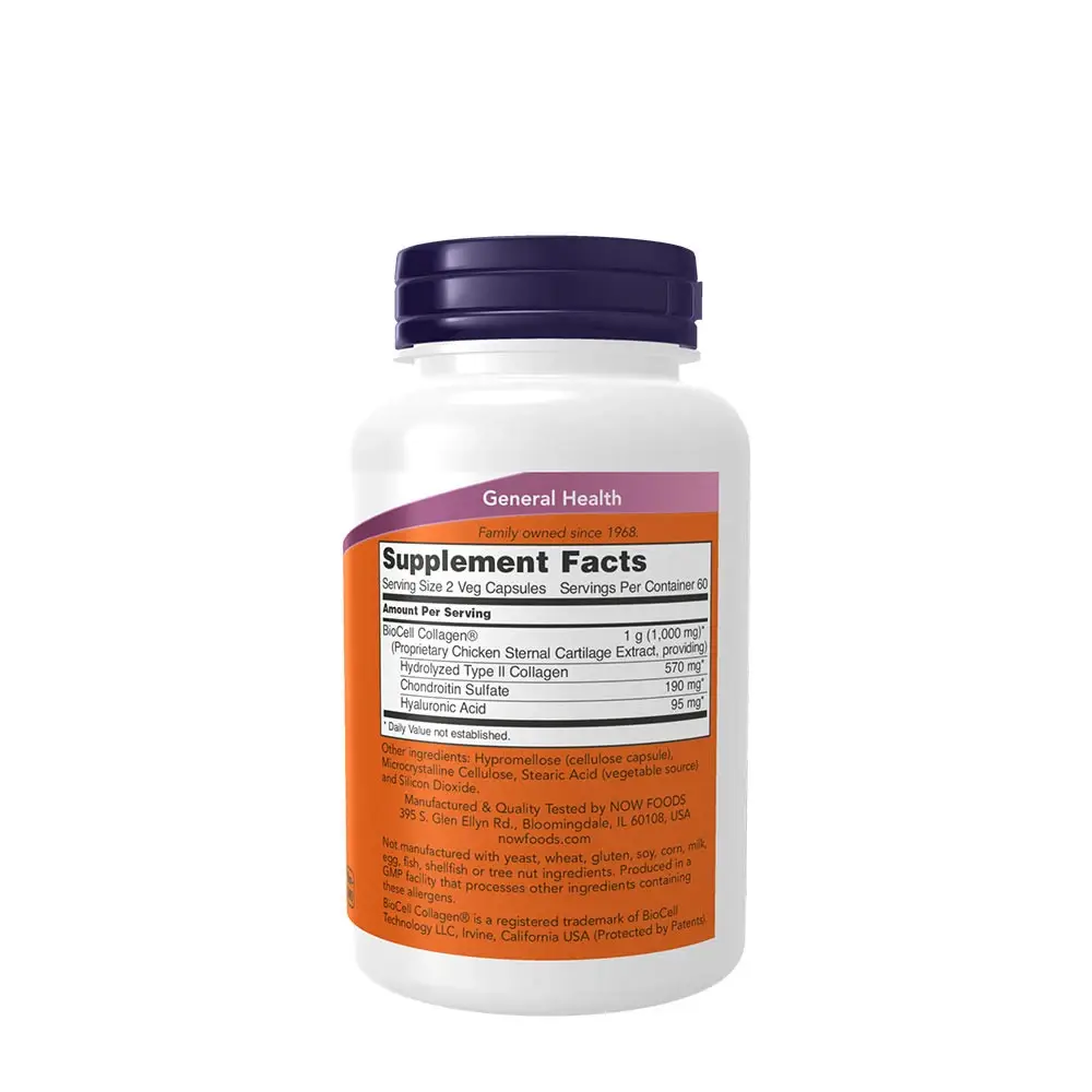 BioCell Collagen® Hydrolyzed Type II - NOW Foods - 120 Cápsulas Vegetales - Imagen 2