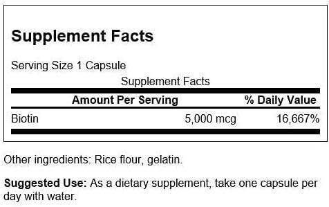 Biotina, 5000mcg – 100 cápsulas - Imagen 3
