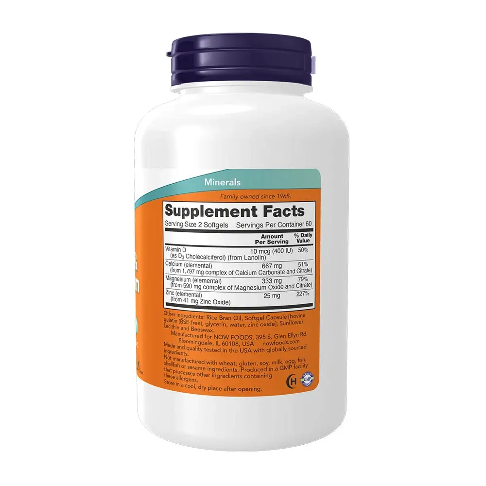 Calcium & Magnesium softgels - NOW Foods - 120 Softgels - Imagen 2