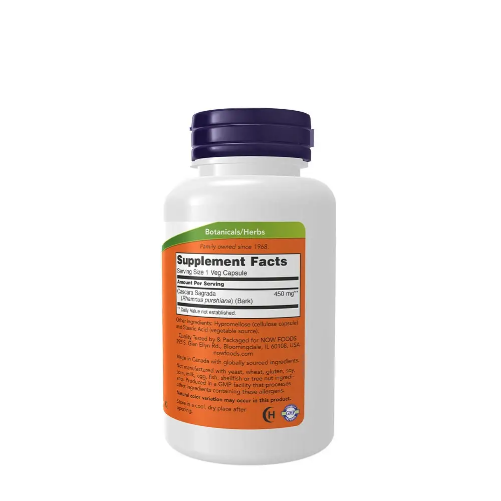 Cápsulas Cascara Sagrada 450 mg - NOW Foods - 100 Cápsulas Vegetales - Imagen 2