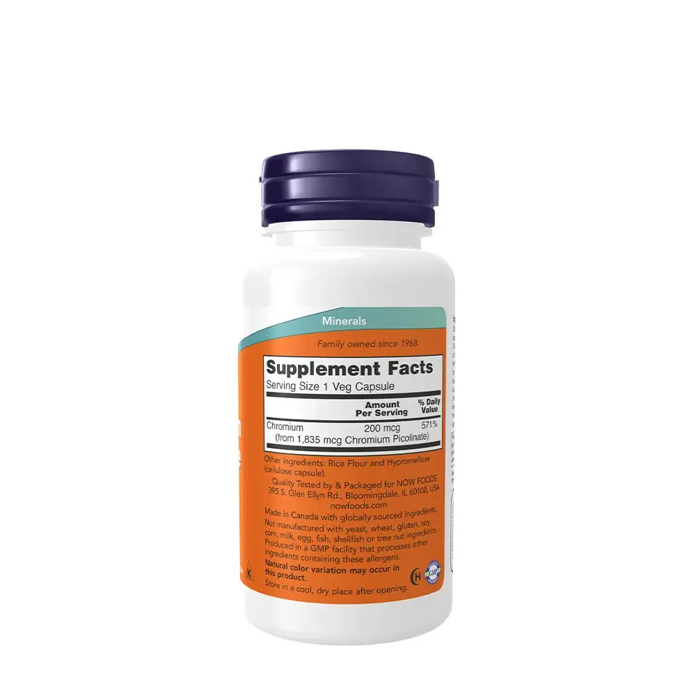 Chromium Picolinate 200 mcg - NOW Foods - 100 Cápsulas Vegetales - Imagen 2