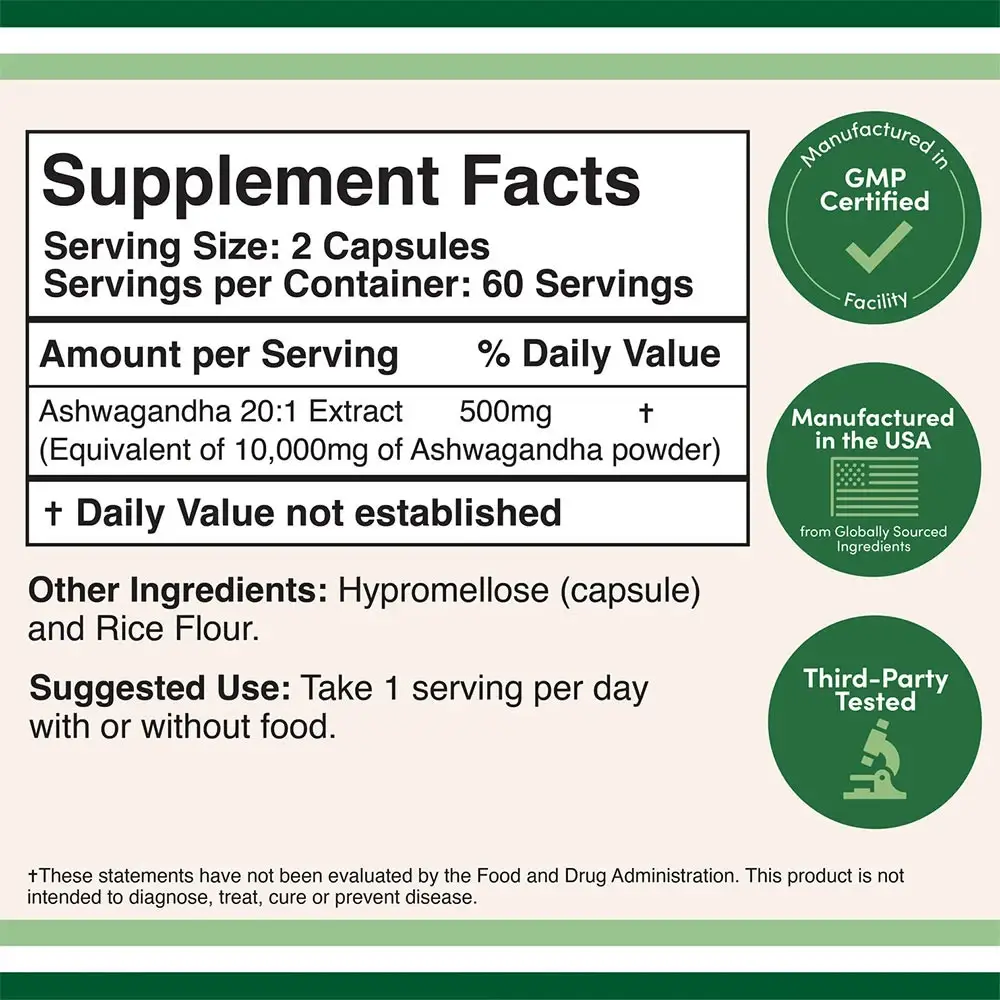 Double Wood Supplements Ashwagandha (120 Cápsulas) - Imagen 2