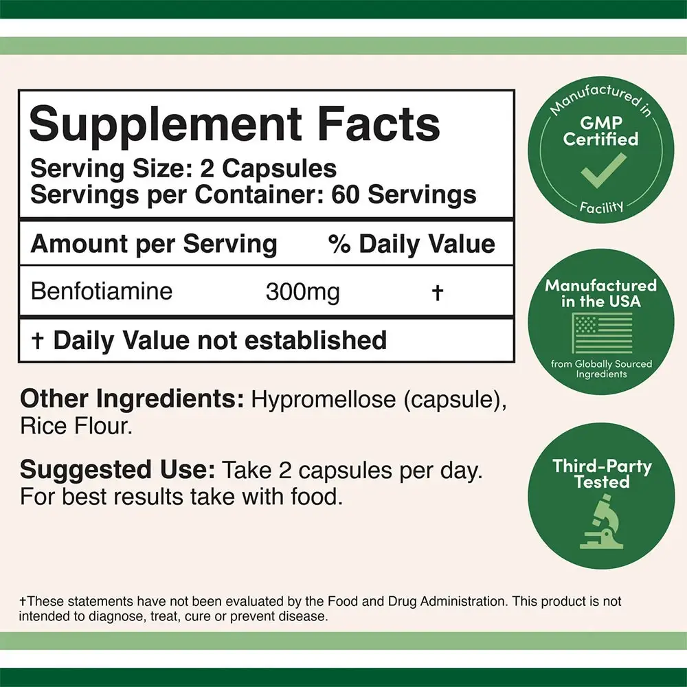 Double Wood Supplements Benfotiamine (120 Cápsulas) - Imagen 2