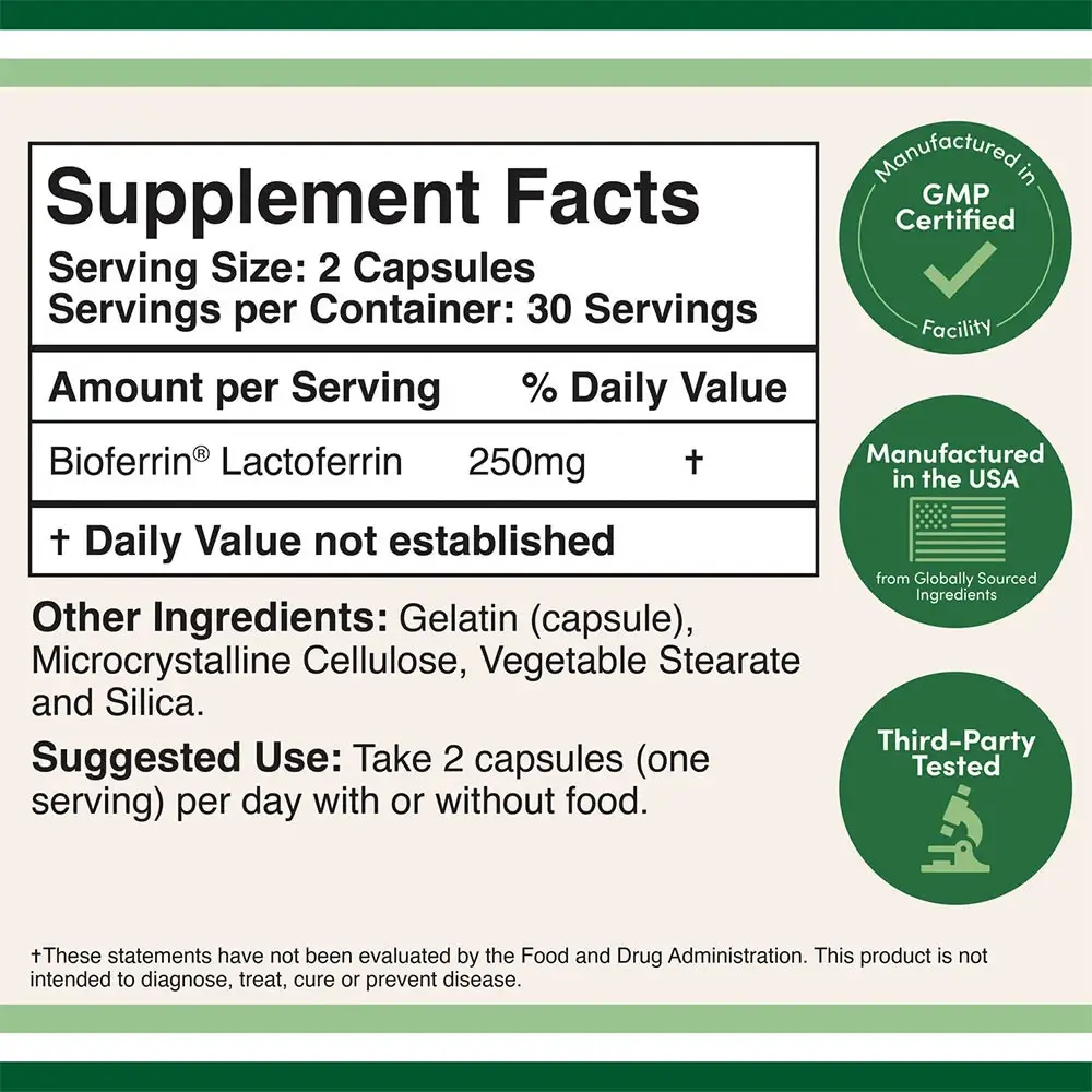 Double Wood Supplements Lactoferrin (60 Cápsulas) - Imagen 2