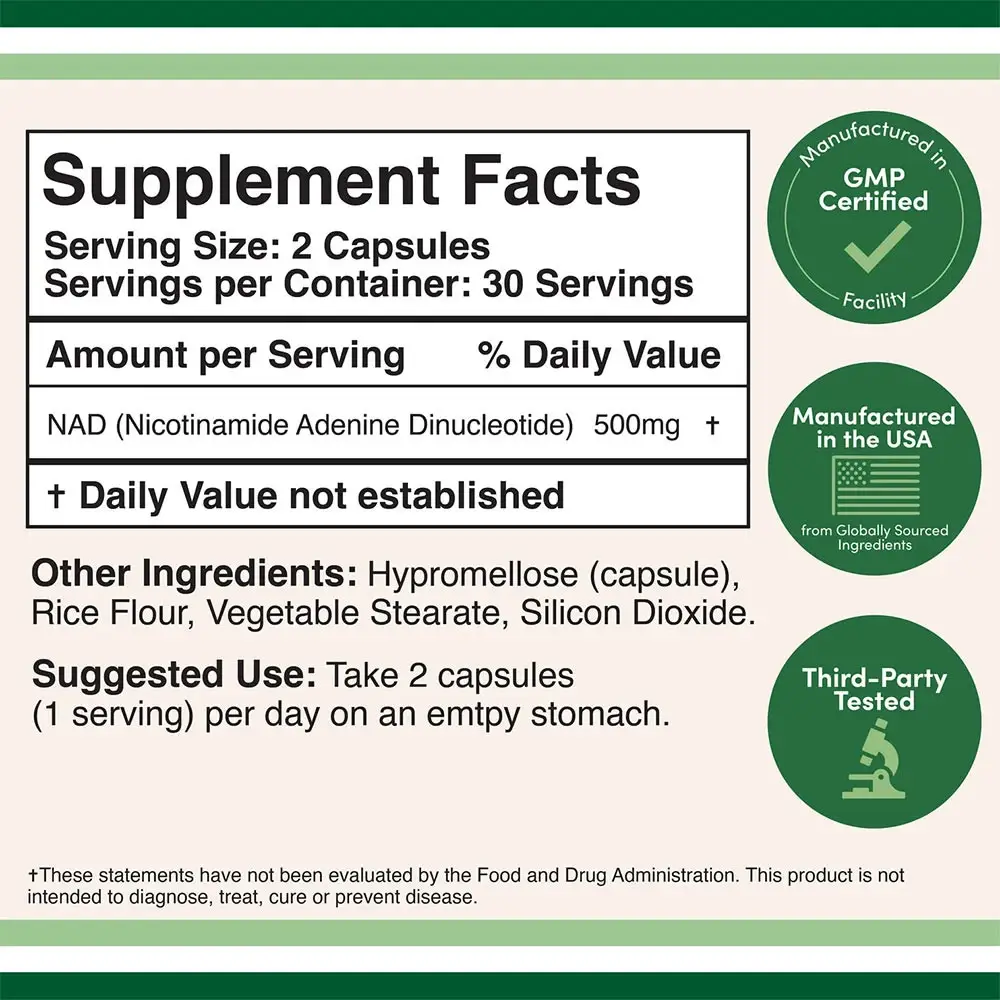 Double Wood Supplements NAD+ (60 Cápsulas) - Imagen 2