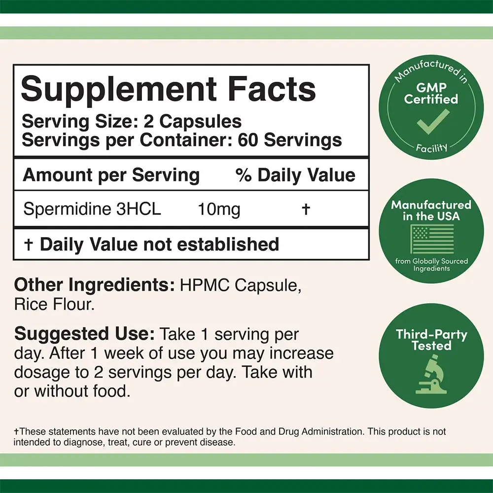 Double Wood Supplements Spermidine (120 Cápsulas) - Imagen 2