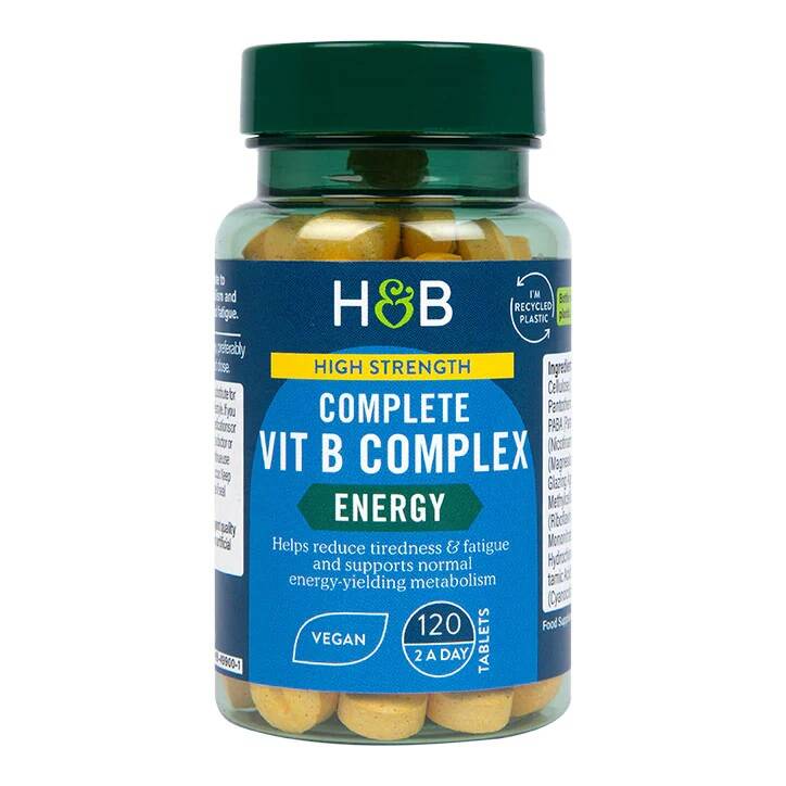 Complejo completo de vitamina B de alta potencia - 120 comprimidos - Nuvalia