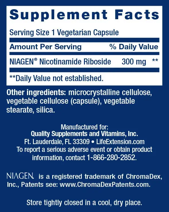 Life Extension – NAD+ Cell Regenerator 300 mg (30 Cápsulas Vegetales) - Imagen 2