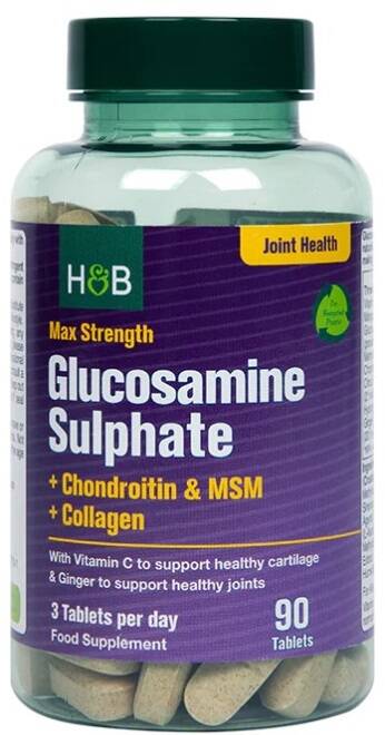 Sulfato de glucosamina de máxima potencia + condroitina y MSM + colágeno - 90 comprimidos - Nuvalia