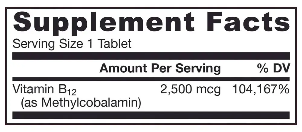 2500 mcg (Tropical) - 100 comprimidos masticables veganos - Nuvalia