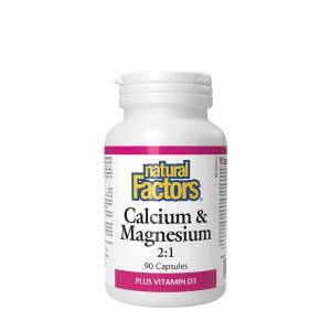 Natural Factors Calcium & Magnesium 2:1 Plus Vitamin D3 (90 Capsules) - Nuvalia