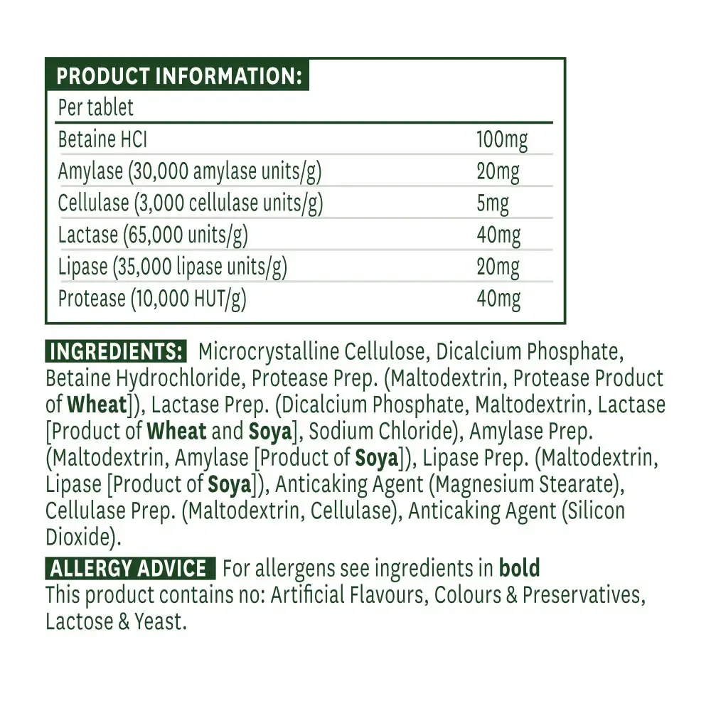 Natures Aid Digestive Enzyme Complex (60 Comprimidos) - Imagen 2