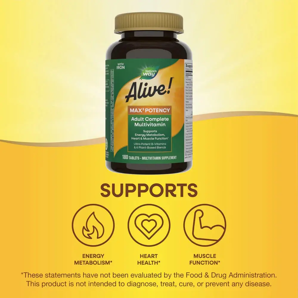Natures Way Alive!® Max3 Potency Multivitamina (180 Comprimidos) - Imagen 11