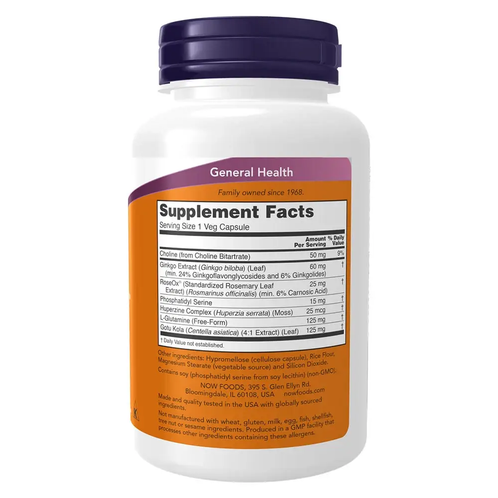 Now Foods – Brain Elevate Cápsulas Vegetales (120 Cápsulas Vegetales) - Imagen 2