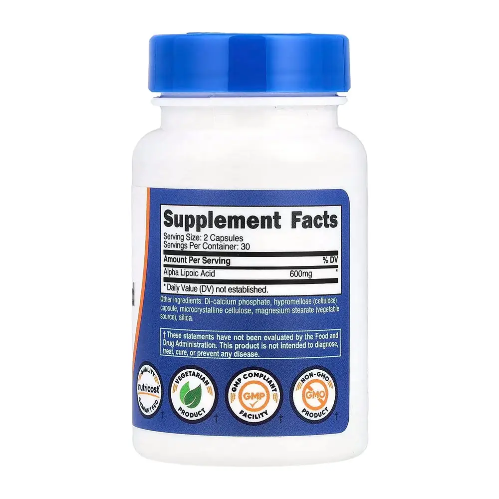Nutricost Alpha Lipoic Acid 600 mg (60 Cápsulas) - Imagen 2