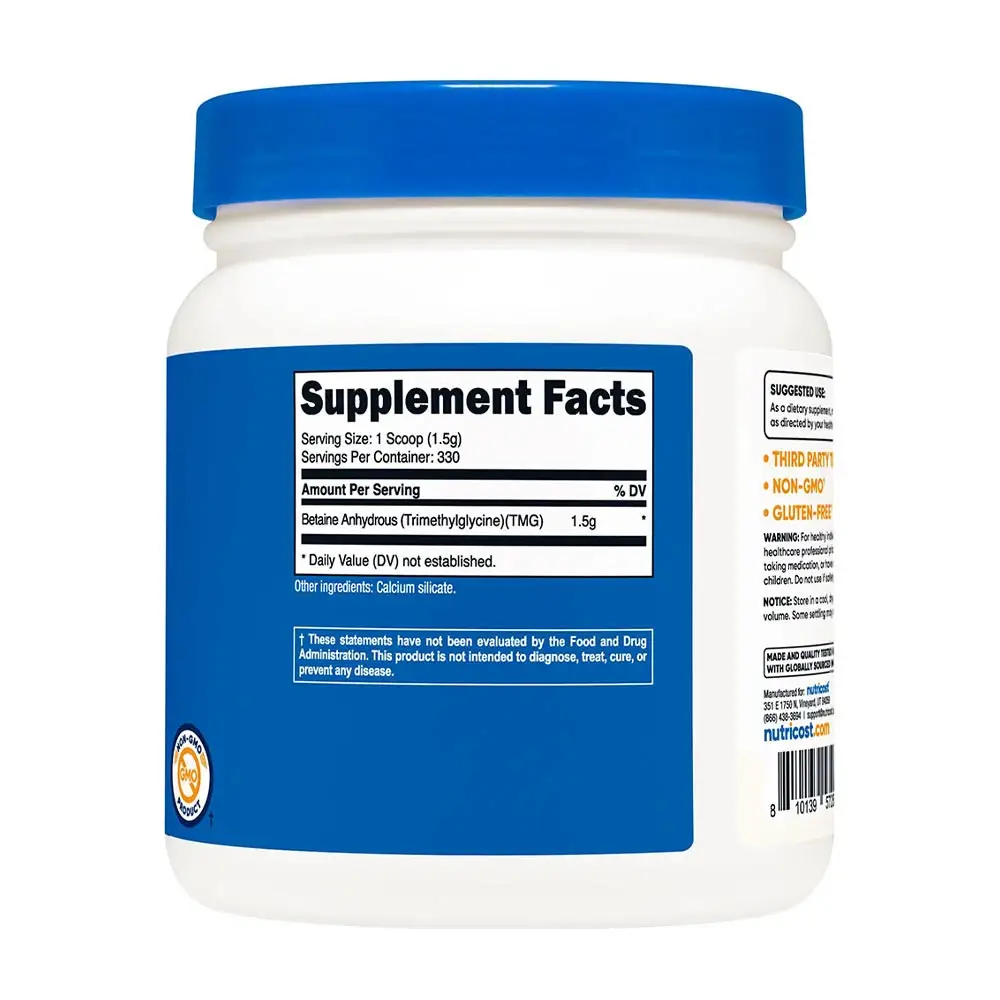 Nutricost Betaine Anhydrous (TMG) Polvo (500 g) - Imagen 2