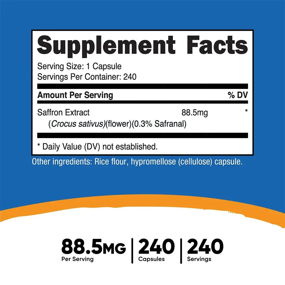 Cápsulas de Extracto de Azafrán Nutricost (240 Cápsulas) - Imagen 2