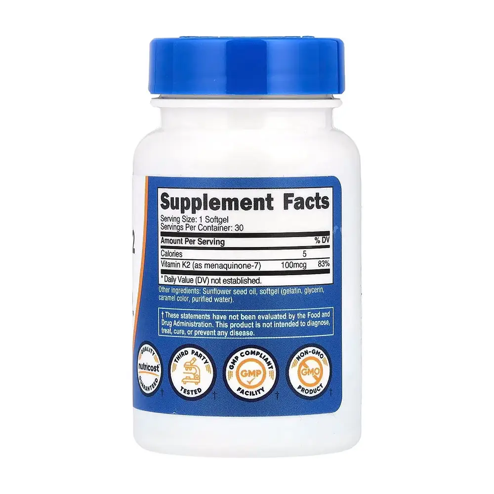 Nutricost Vitamin K2 MK-7 (30 Cápsulas Blandas) - Imagen 2
