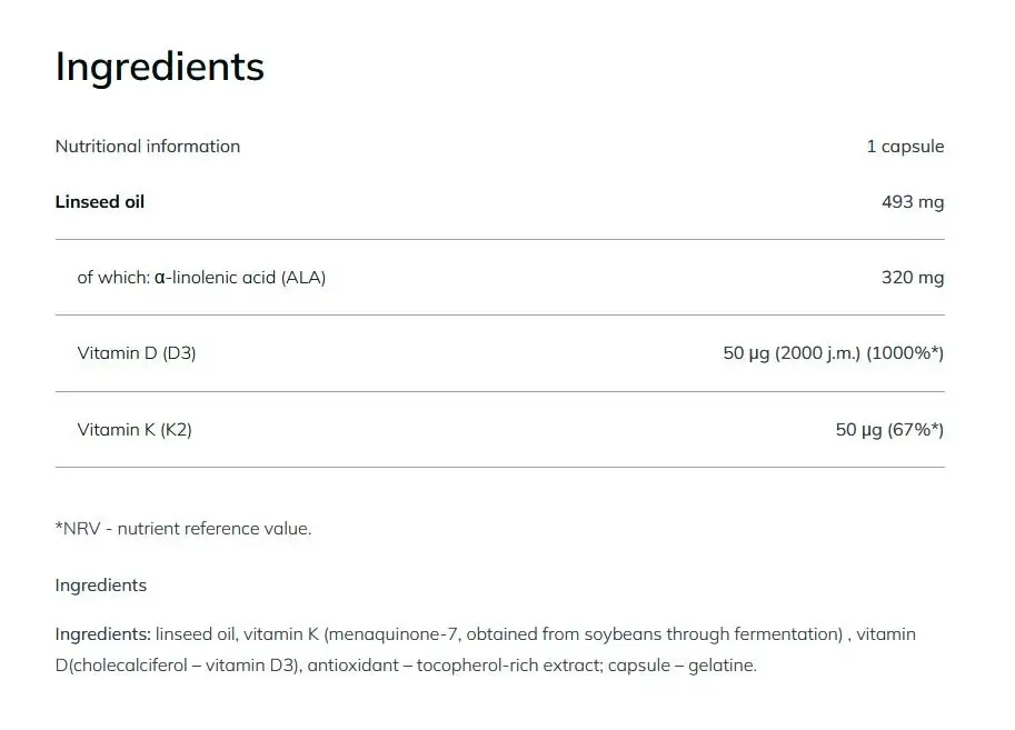 Olimp Labs Gold-Vit® D3+K2 2000 IU (30 Cápsulas) - Imagen 2