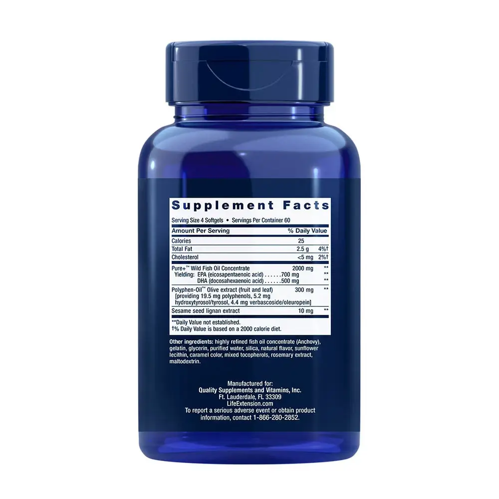 Omega-3 EPA/DHA con Lignanos de Sésamo y Extracto de Oliva – Life Extension – 240 cápsulas blandas - Imagen 2