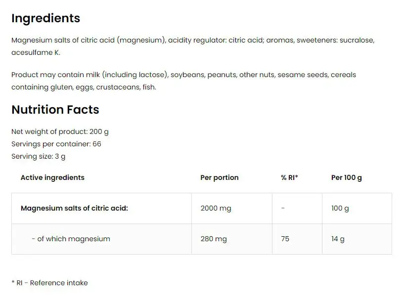 Ostrovit Magnesium Citrate – limonada de frambuesa con menta (200 g) - Imagen 2