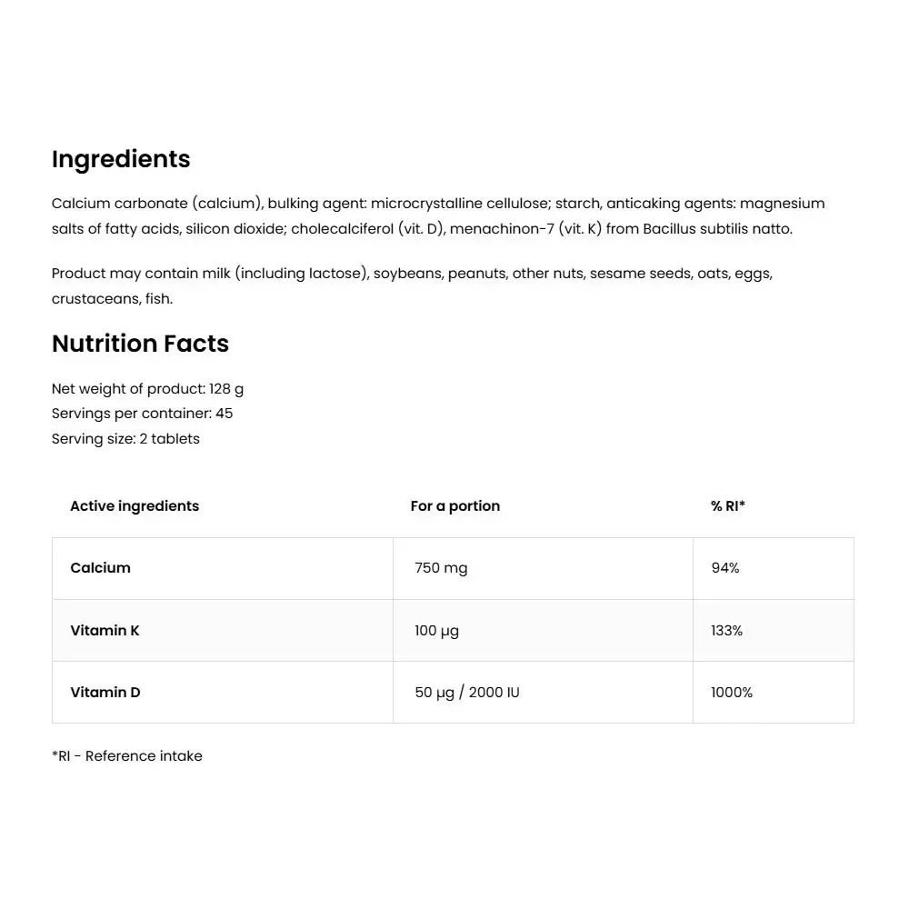 Ostrovit Vitamin D3 + K2 + Calcium (90 Comprimidos) - Imagen 2