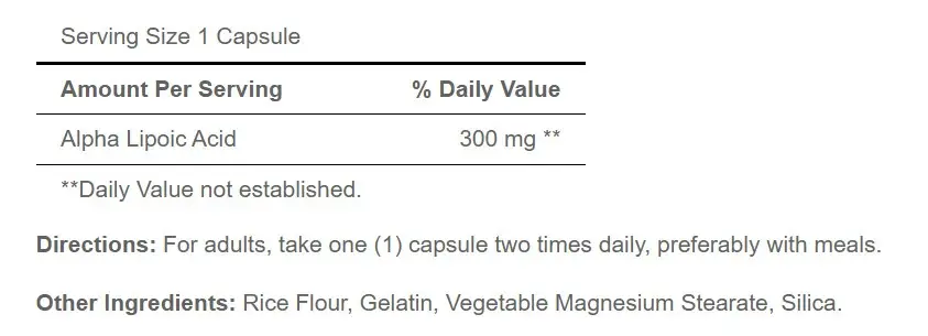 Puritan's Pride Alpha Lipoic Acid 300 mg (60 Cápsulas) - Imagen 5