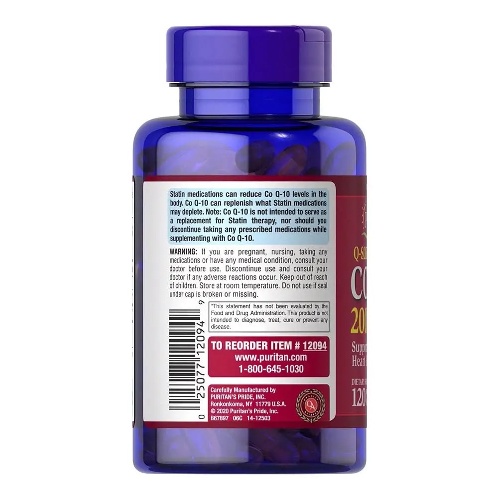 Puritan's Pride CO Q-10 200 mg (120 Cápsulas Blandas) - Imagen 3