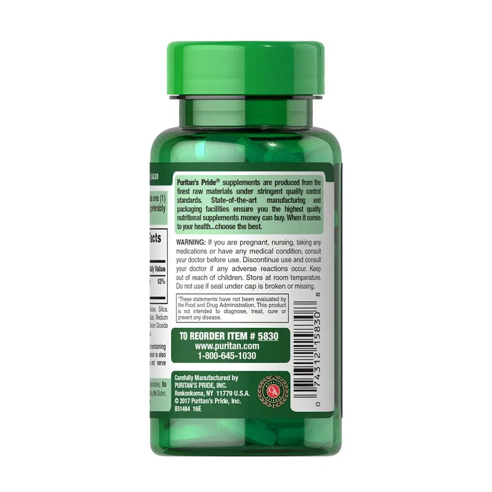 Puritan's Pride Magnesio 250 mg (100 Cápsulas) - Imagen 3