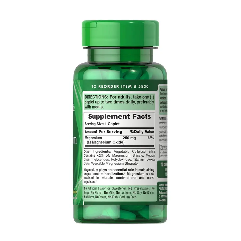 Puritan's Pride Magnesio 250 mg (100 Cápsulas) - Imagen 4