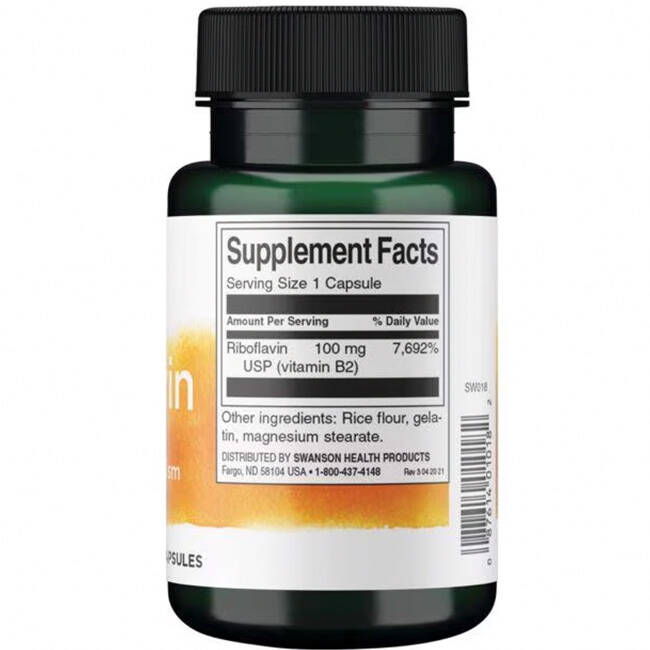 Riboflavin Vitamina B-2, 100mg – 100 cápsulas - Imagen 3