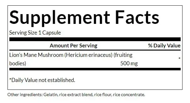 SWANSON FS Lion's Mane (Hericium erinaceus) 500mg - 60 cápsulas - Imagen 3