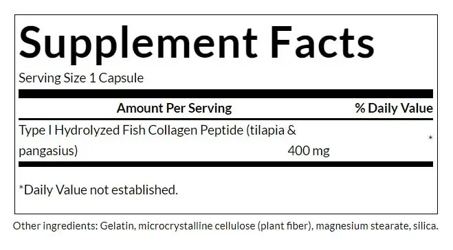 SWANSON Colágeno de Pescado Hidrolizado Tipo I - 400mg, 60 Cápsulas - Imagen 2