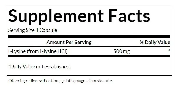 SWANSON L-Lizyna 500mg 100kaps - Imagen 2