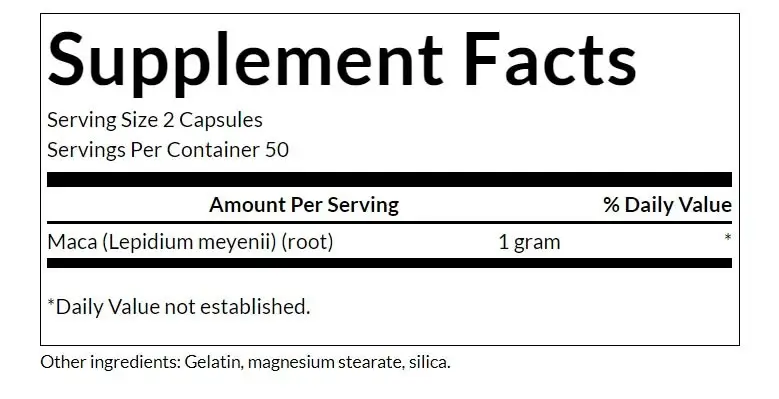 SWANSON Maca 500mg - 100 cápsulas - Imagen 2
