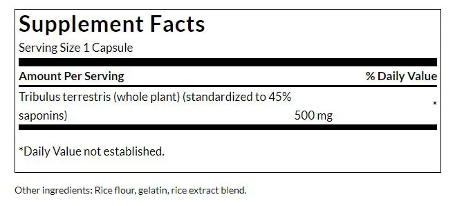 SWANSON Tribulus Terrestris 500mg 60 cápsulas - Imagen 2