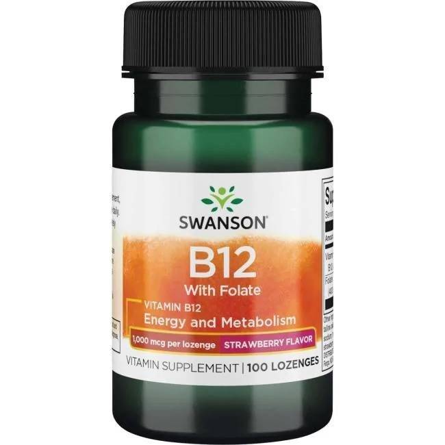 SWANSON Vitamina B-12 1000 mcg, 100 pastillas para chupar - Nuvalia
