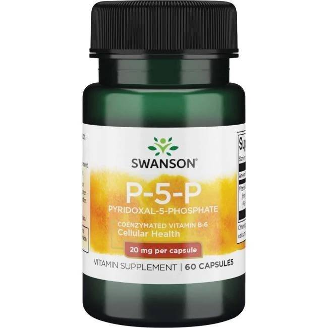 SWANSON Vitamina B-6 20 mg, 60 cápsulas - Nuvalia