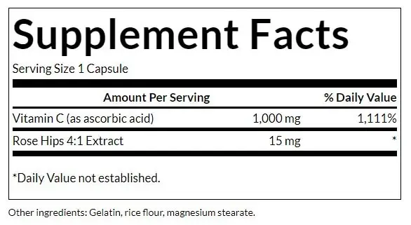 SWANSON Vitamina C 1000 + Rose Hips - 250 cápsulas - Imagen 3