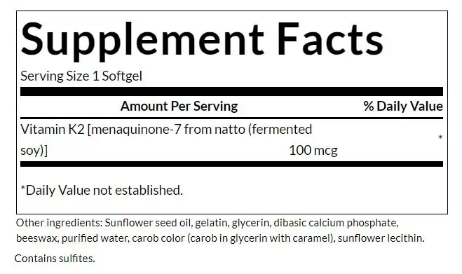 SWANSON Vitamina K2 natural 100mcg - 30 cápsulas - Imagen 2