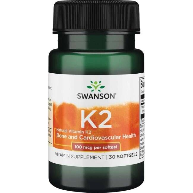 SWANSON Vitamina K2 natural 100 mcg, 30 cápsulas - Nuvalia