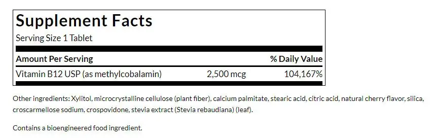 Swanson Vitamina B12 Metilcobalamina (60 Comprimidos) - Imagen 2